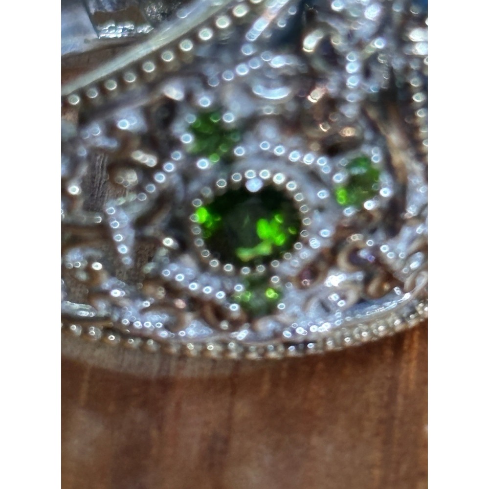 Gems En Vogue London Blue Topaz and Chrome Diopside Sterling Ring Size 9 - Picture 3 of 11